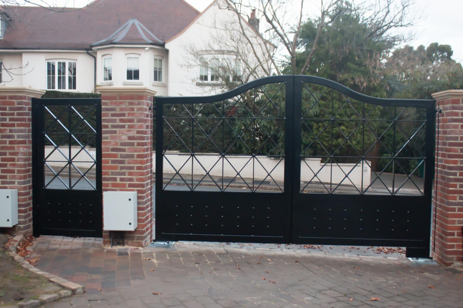 Double wooden driveway gates