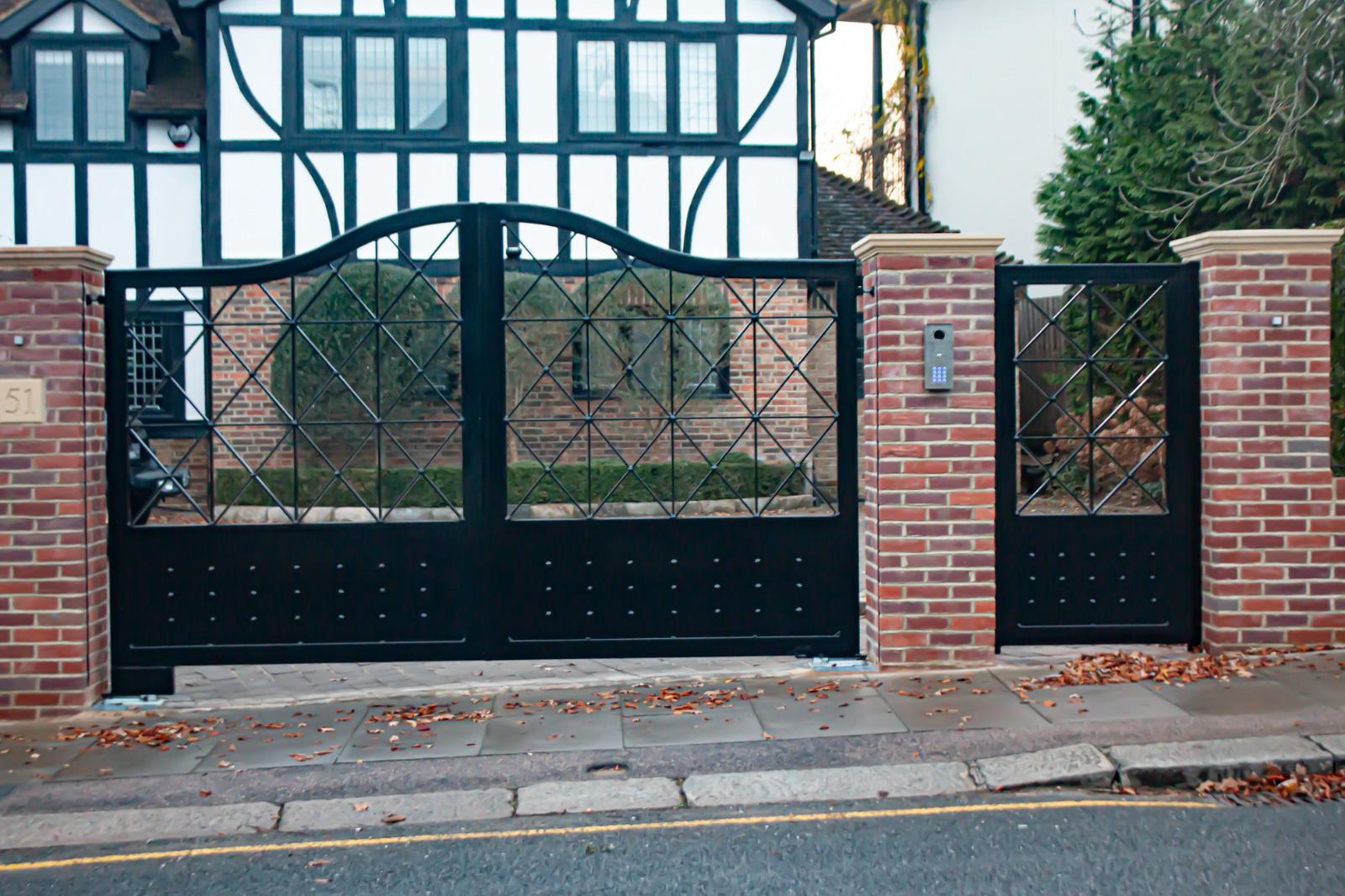 Double wooden driveway gates